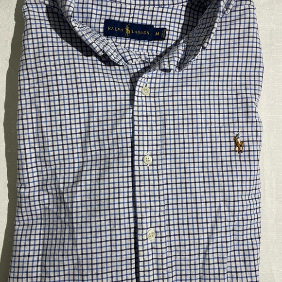 Polo by Ralph Lauren Men's White and Blue Plaid Shirt - Picture 2 of 2
